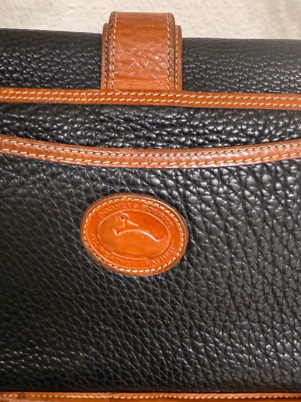Dooney & Bourke Black with Brown Trim Pebbled Leather Crossbody Bag - Picture 5 of 11